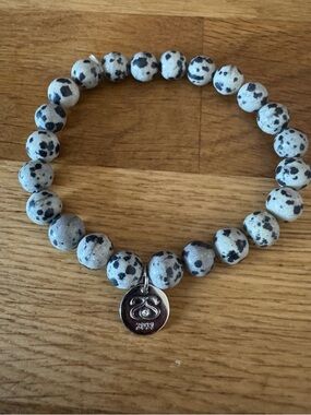 Spark*l Dalmatian Jasper Beaded Bracelet with Silver Charm